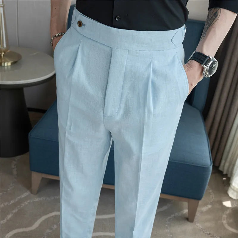 Calça de Terno Masculina Linho & Algodão BOLDMAN Luxo 2025