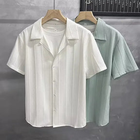 Camisa Masculina Verão Slim Cor Sólida Moderna – BOLDMAN