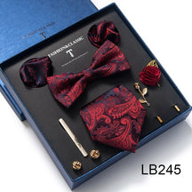 Kit Presente Masculino - 5pcs: 1 Gravata Seda + 4 Acessórios Formais - BOLDMAN