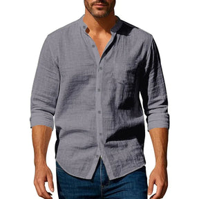 Camisa Henley Masculina Algodão & Linho Slim Fit – BOLDMAN