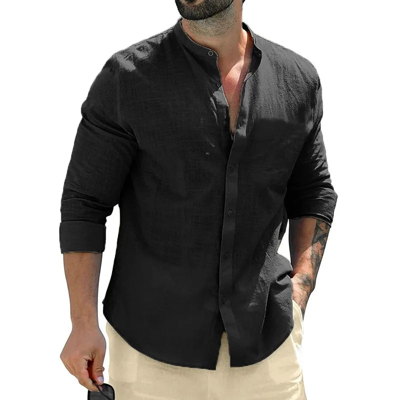 Camisa Masculina de Algodão Manga Longa para Outono – BOLDMAN