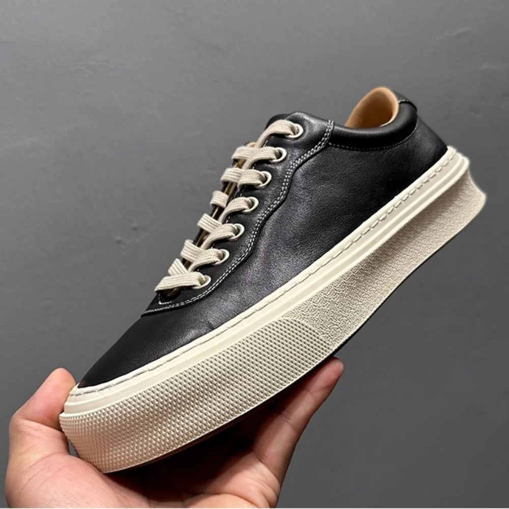 Tênis Masculino de Luxo: Sola Grossa e Couro Premium - BOLDMAN