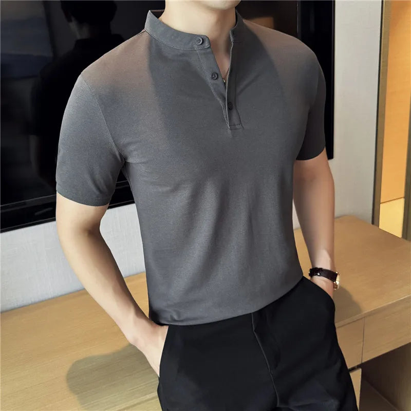 Camiseta Polo Henley Masculina Slim 2025 – BOLDMAN