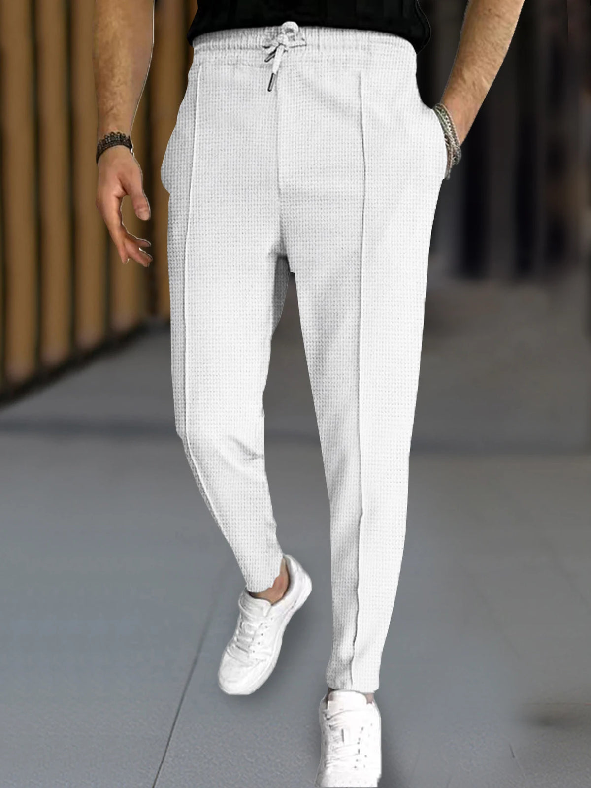 Calça Waffle Masculina Slim com Cordão Ajustável – BOLDMAN