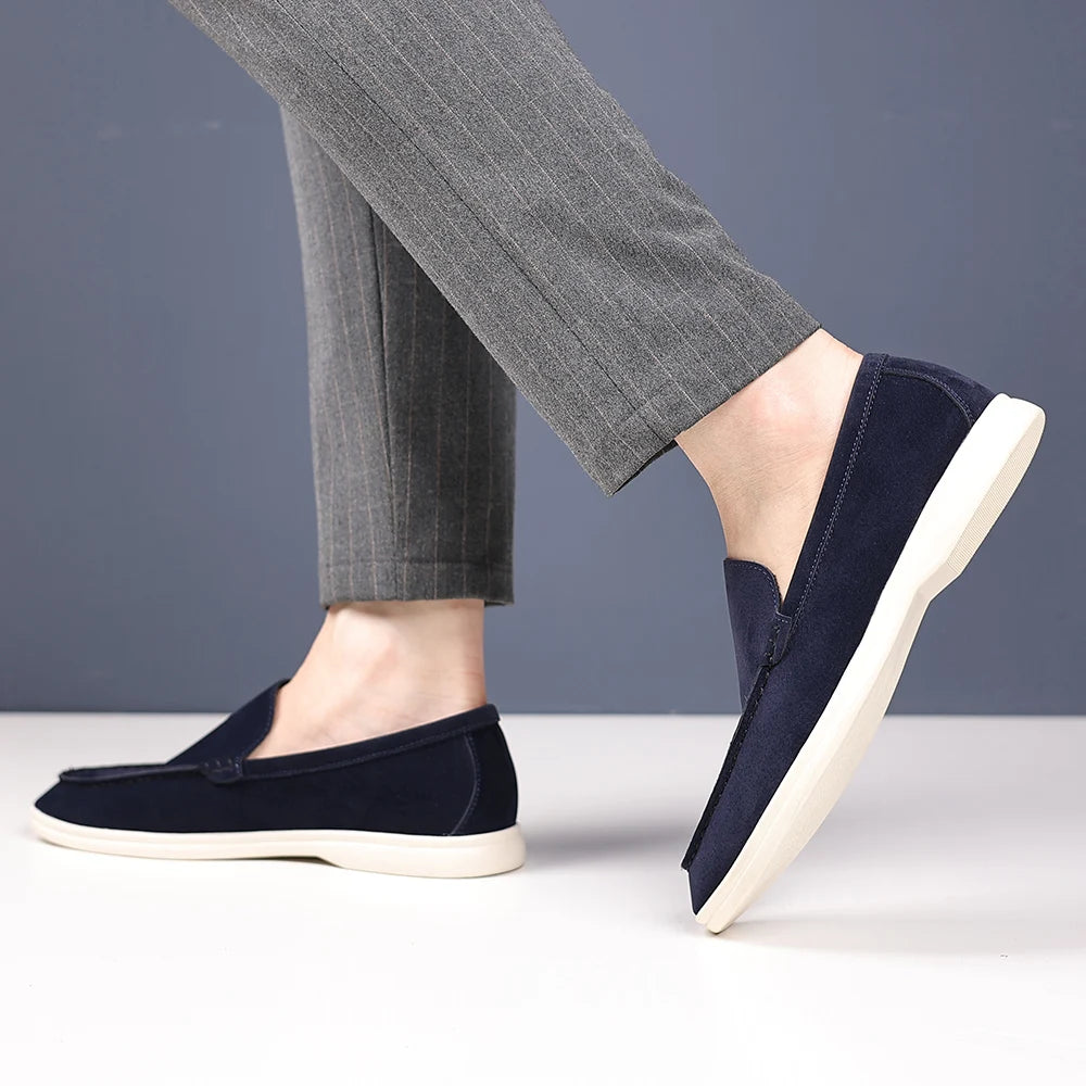 Slip On Masculino Premium Azul | Driving Shoe em Couro Full-Grain | BOLDMAN