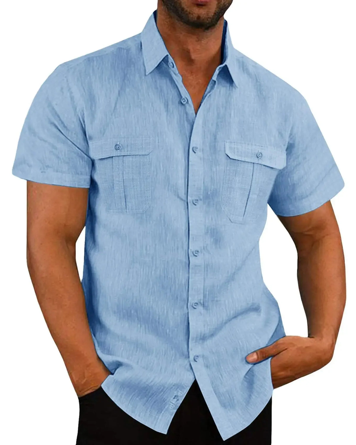 Camisa Manga Curta Algodão & Linho | Tamanhos M-5XL | BOLDMAN