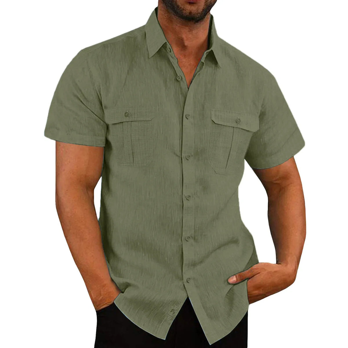 Camisa Manga Curta Algodão & Linho | Tamanhos M-5XL | BOLDMAN