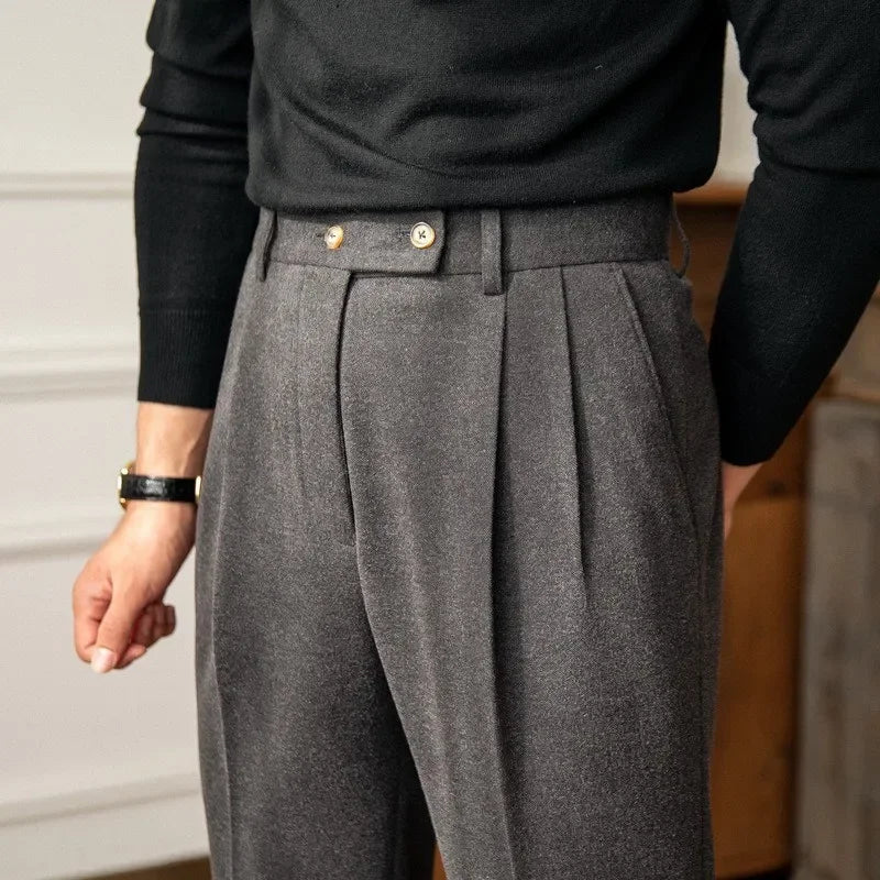 Calça de Lã Masculina Cintura Alta BOLDMAN Outono/Inverno