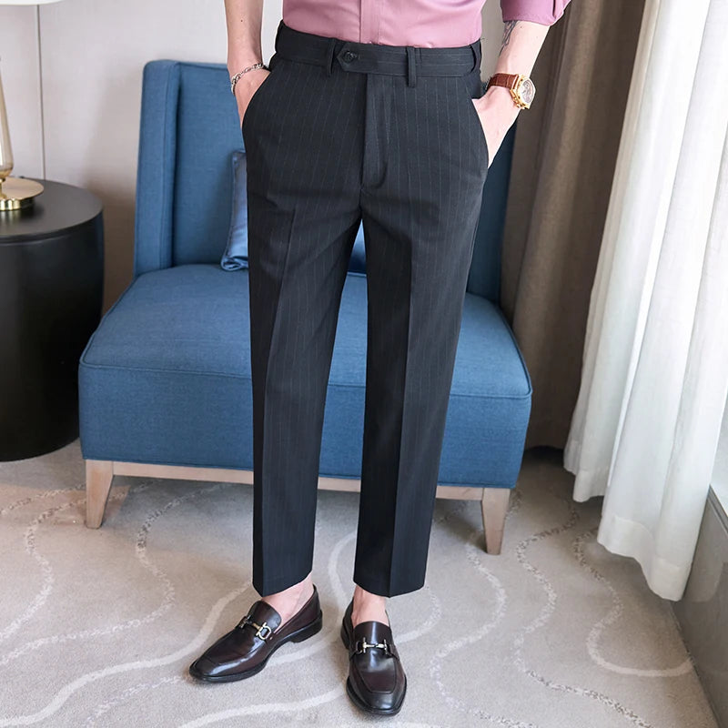 Calça Social Listrada Masculina BOLDMAN – Alfaiataria de Luxo Sob Medida