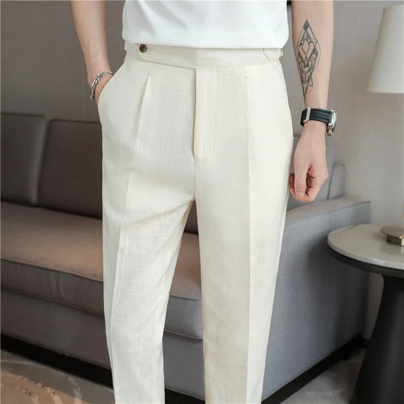 Calça de Terno Masculina Linho & Algodão BOLDMAN Luxo 2025