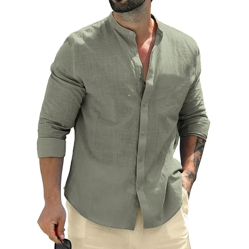 Camisa Masculina de Algodão Manga Longa para Outono – BOLDMAN