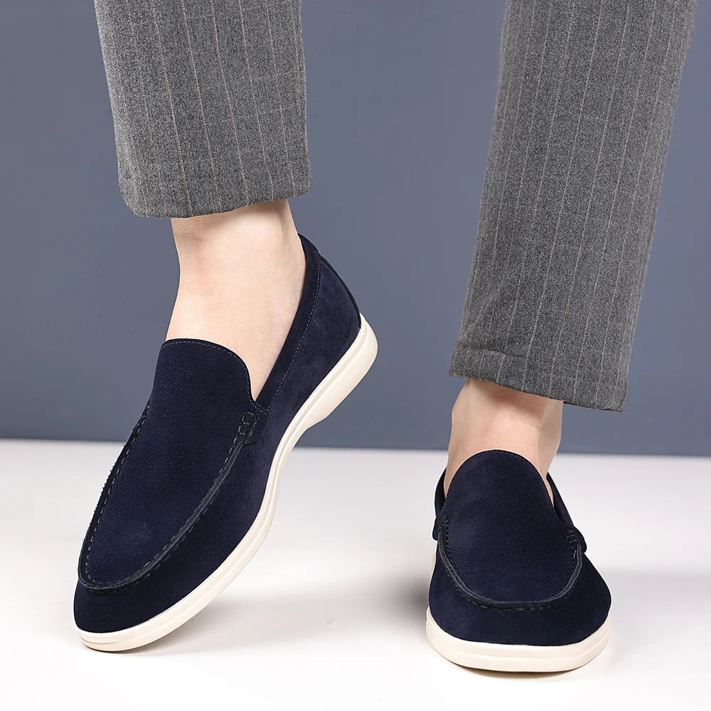 Slip On Masculino Premium Azul | Driving Shoe em Couro Full-Grain | BOLDMAN
