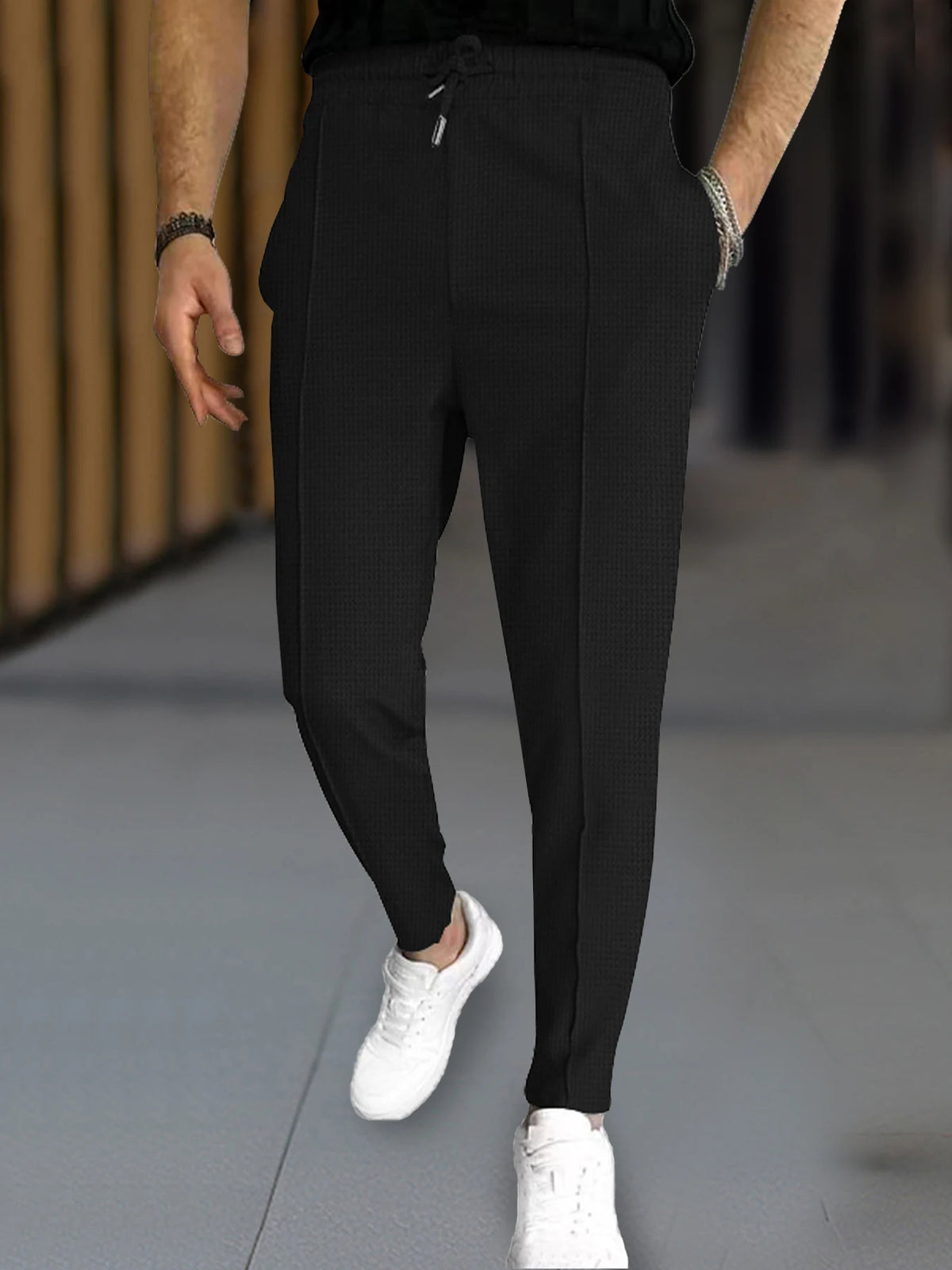 Calça Waffle Masculina Slim com Cordão Ajustável – BOLDMAN