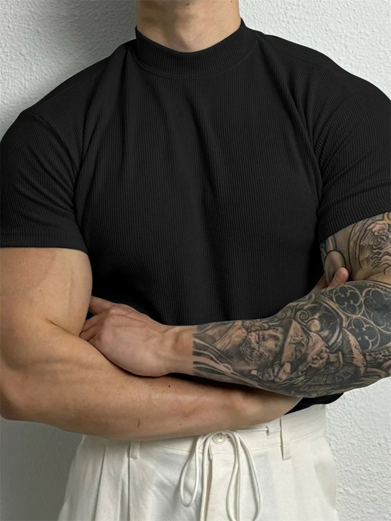 Camiseta Masculina Listrada Gola Pequena Fitness - BOLDMAN