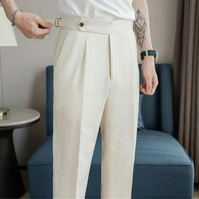 Calça de Terno Masculina Linho & Algodão BOLDMAN Luxo 2025