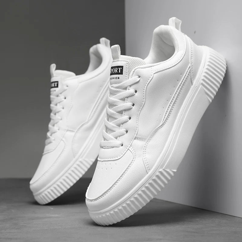Sneaker Minimal Premium Branco | Couro Macio e Sola Raso | BOLDMAN