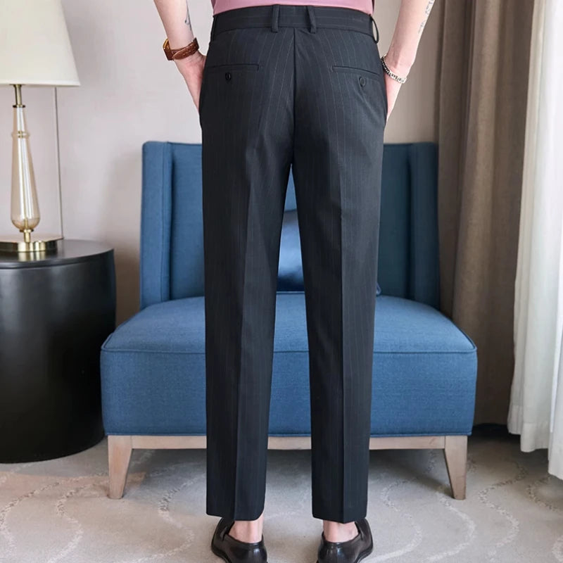 Calça Social Listrada Masculina BOLDMAN – Alfaiataria de Luxo Sob Medida