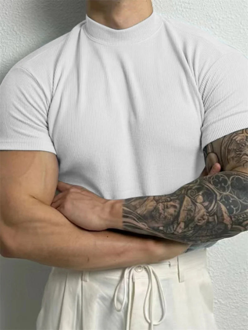 Camiseta Masculina Listrada Gola Pequena Fitness - BOLDMAN