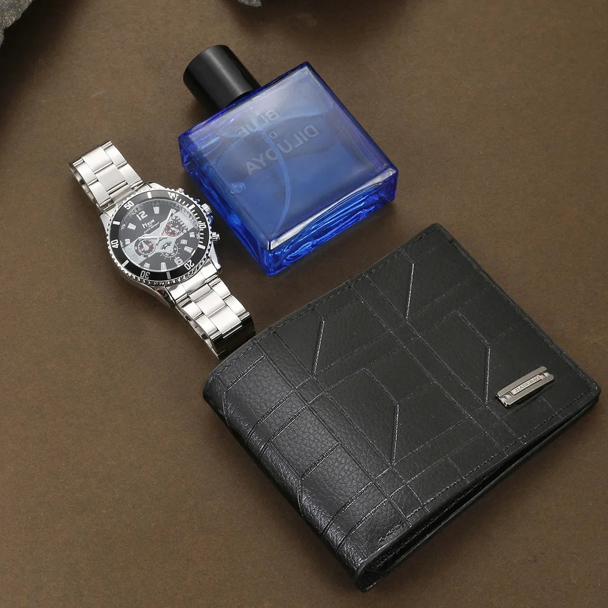 Kit Presente Masculino - 3pcs: 1 Relógio de Aço + 1 Cinto + 1 Perfume - BOLDMAN