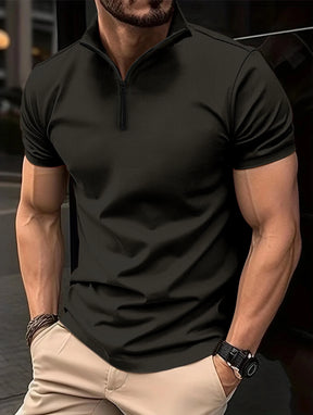 Camiseta Polo Masculina Slim Fit com Zíper e Gola Henley – BOLDMAN