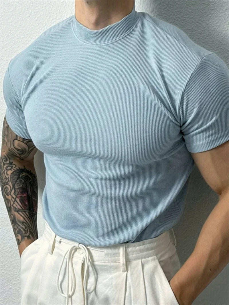 Camiseta Masculina Listrada Gola Pequena Fitness - BOLDMAN