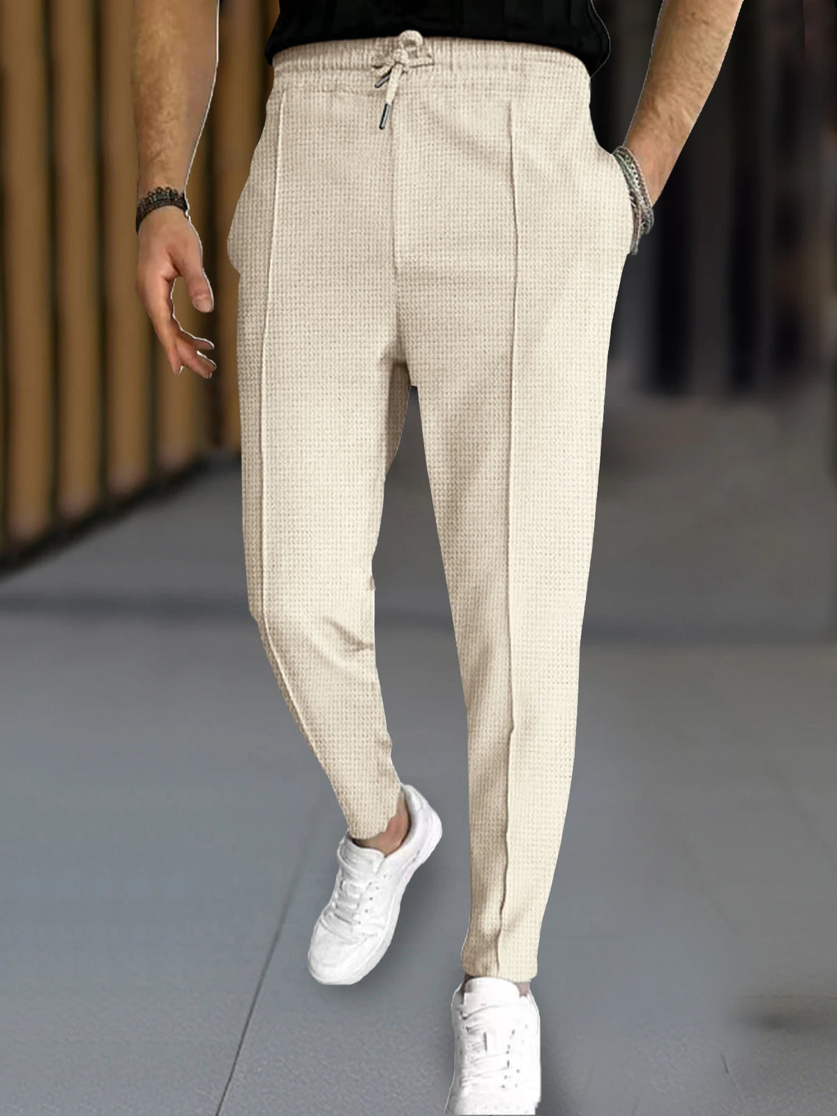 Calça Waffle Masculina Slim com Cordão Ajustável – BOLDMAN