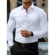 Camisa Masculina 2025 Slim Fit Elegante Cor Sólida – BOLDMAN