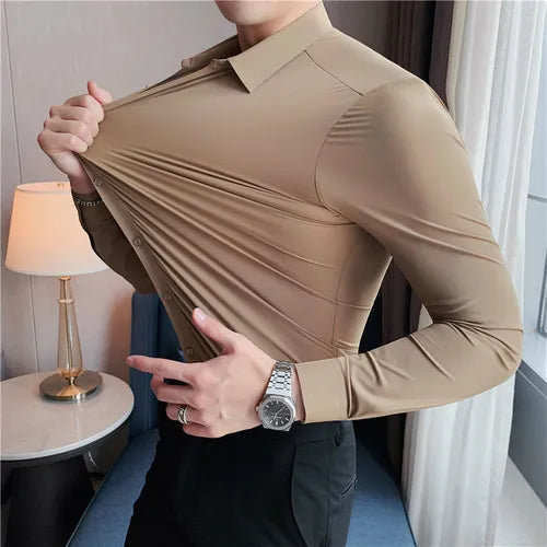 Camisa Masculina Slim Sem Costura – Luxo e Alta Elasticidade - BOLDMAN