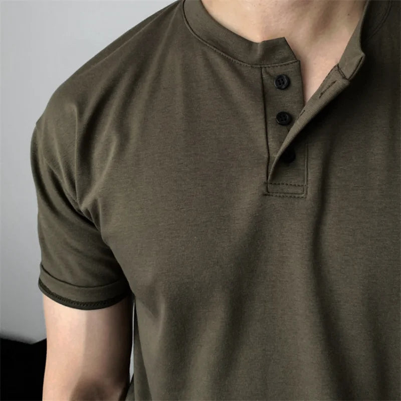 Camiseta Masculina Henley Premium – Algodão & Linho - BOLDMAN