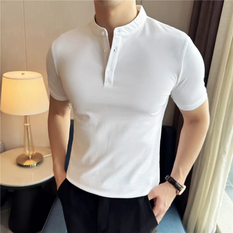 Camiseta Polo Henley Masculina Slim 2025 – BOLDMAN