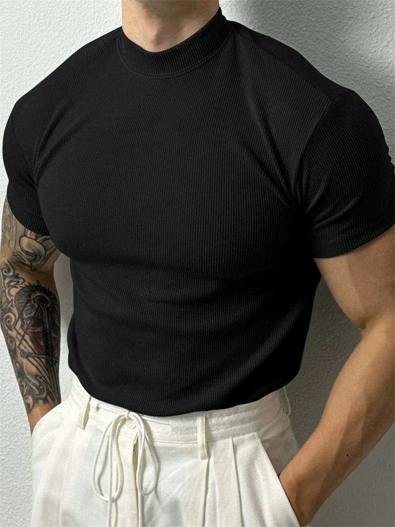 Camiseta Masculina Listrada Gola Pequena Fitness - BOLDMAN