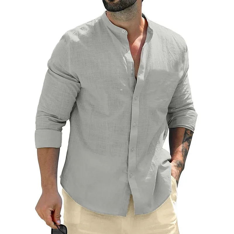 Camisa Masculina de Algodão Manga Longa para Outono – BOLDMAN