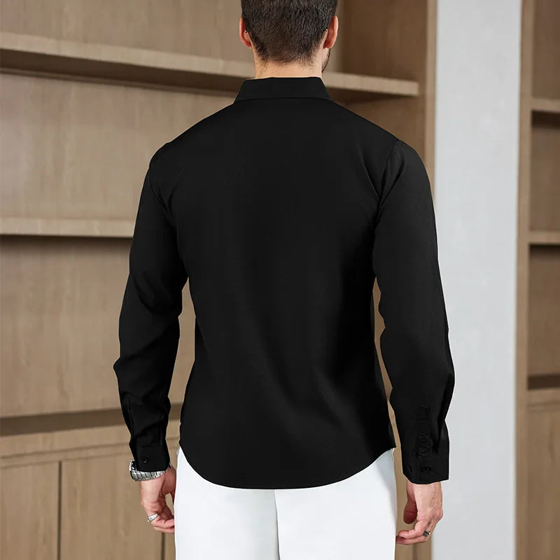 Camisa Social Masculina Preta em Algodão Egípcio Premium | BOLDMAN