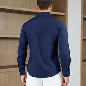 Camisa Social Masculina Azul Marinho em Algodão Egípcio Premium | BOLDMAN