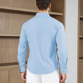 Camisa Social Masculina Azul Claro em Algodão Egípcio Premium | BOLDMAN