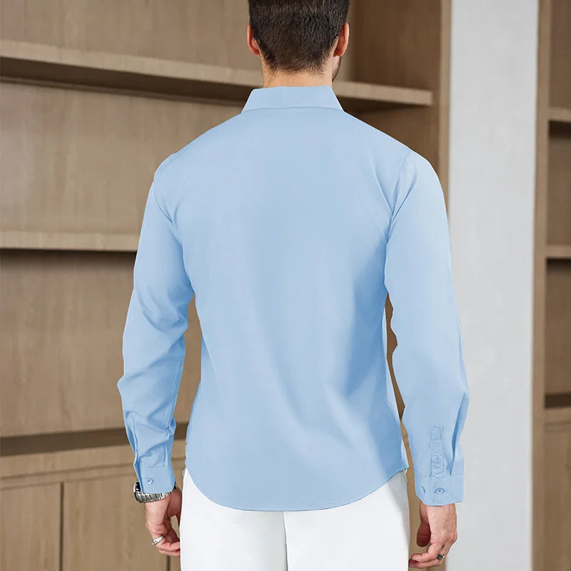 Camisa Social Masculina Azul Claro em Algodão Egípcio Premium | BOLDMAN
