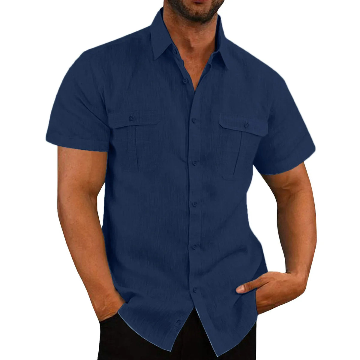 Camisa Manga Curta Algodão & Linho | Tamanhos M-5XL | BOLDMAN