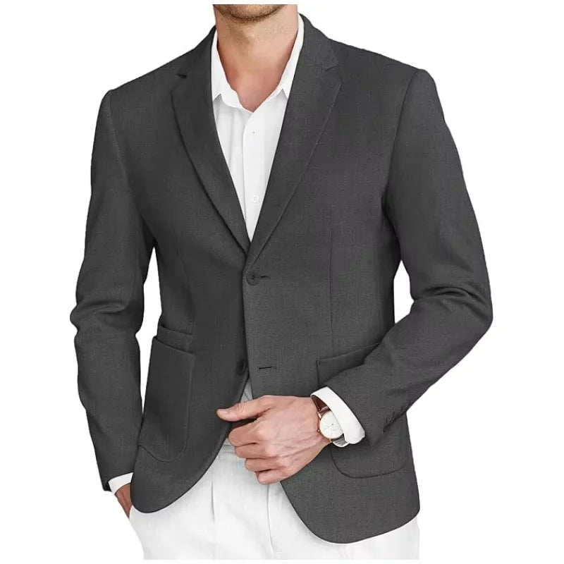 Blazer Masculino Cinza Escuro de Tweed Slim Fit Premium em Alfaiataria Italiana | BOLDMAN