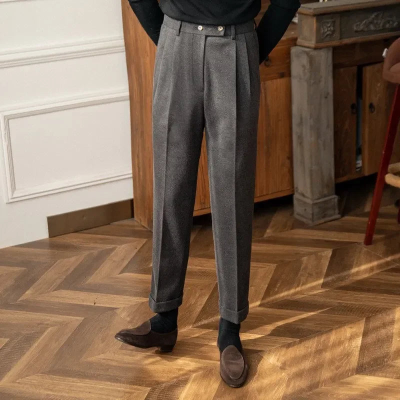 Calça de Lã Masculina Cintura Alta BOLDMAN Outono/Inverno