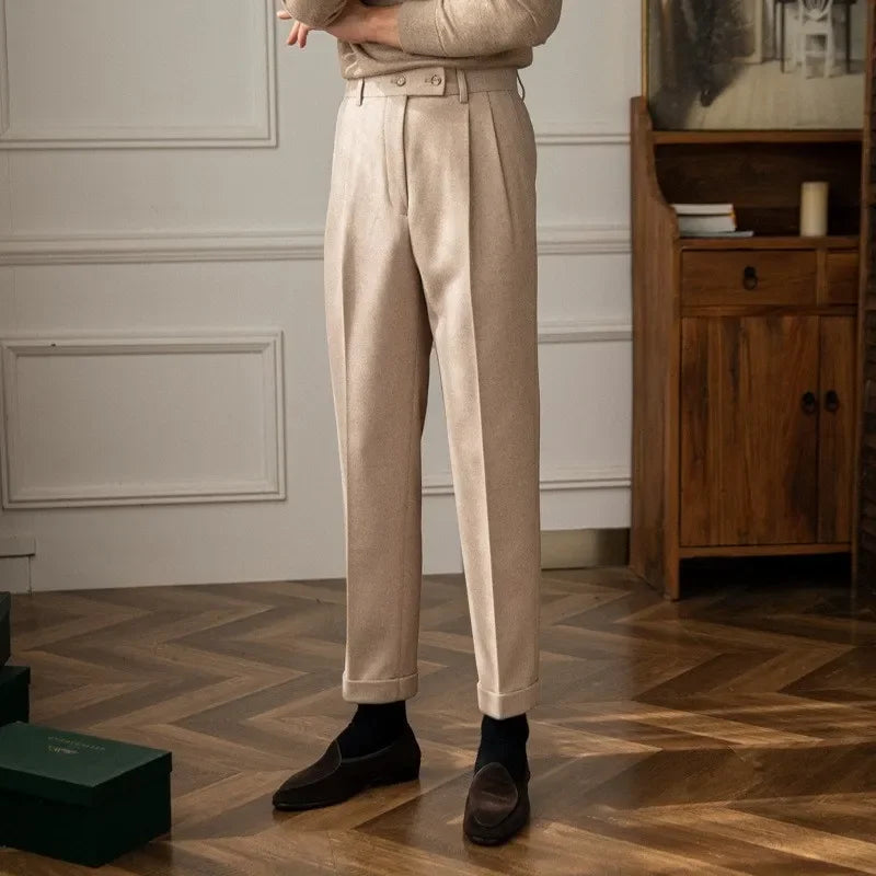 Calça de Lã Masculina Cintura Alta BOLDMAN Outono/Inverno