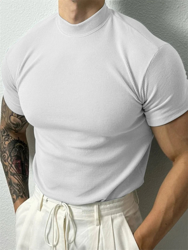 Camiseta Masculina Listrada Gola Pequena Fitness - BOLDMAN