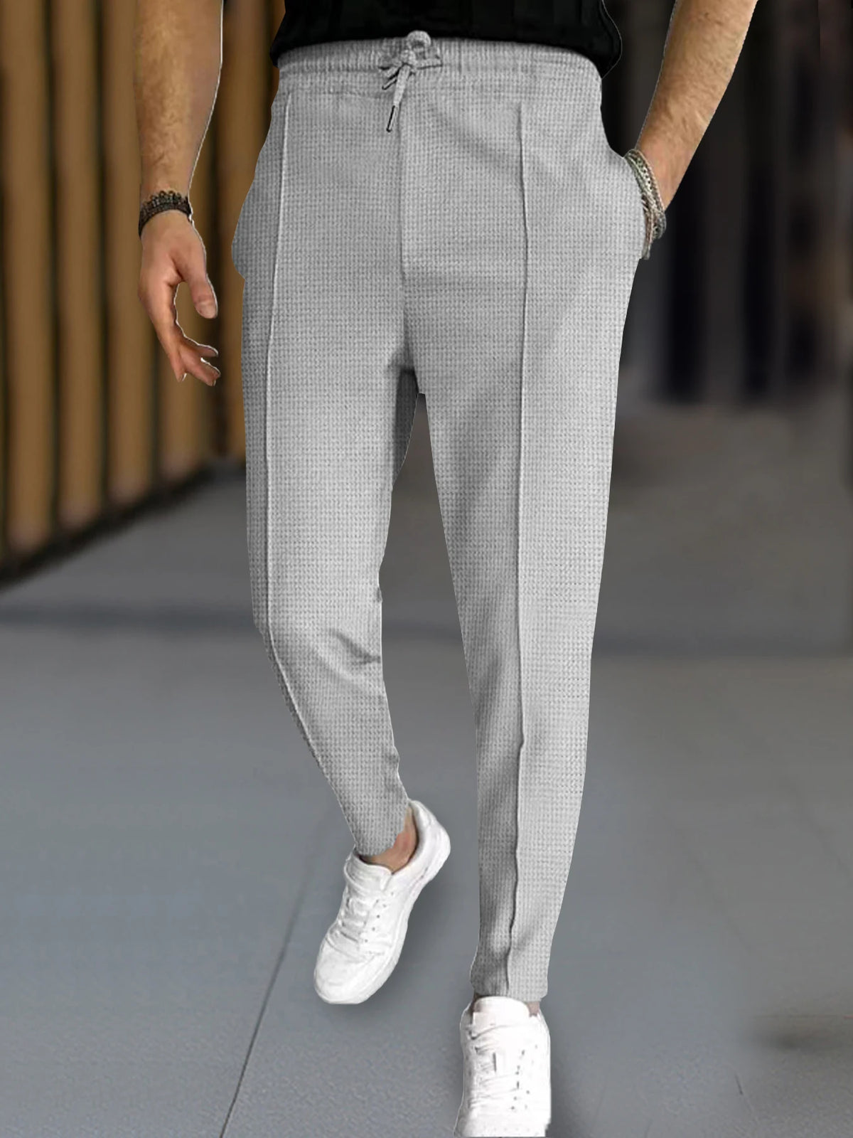 Calça Waffle Masculina Slim com Cordão Ajustável – BOLDMAN