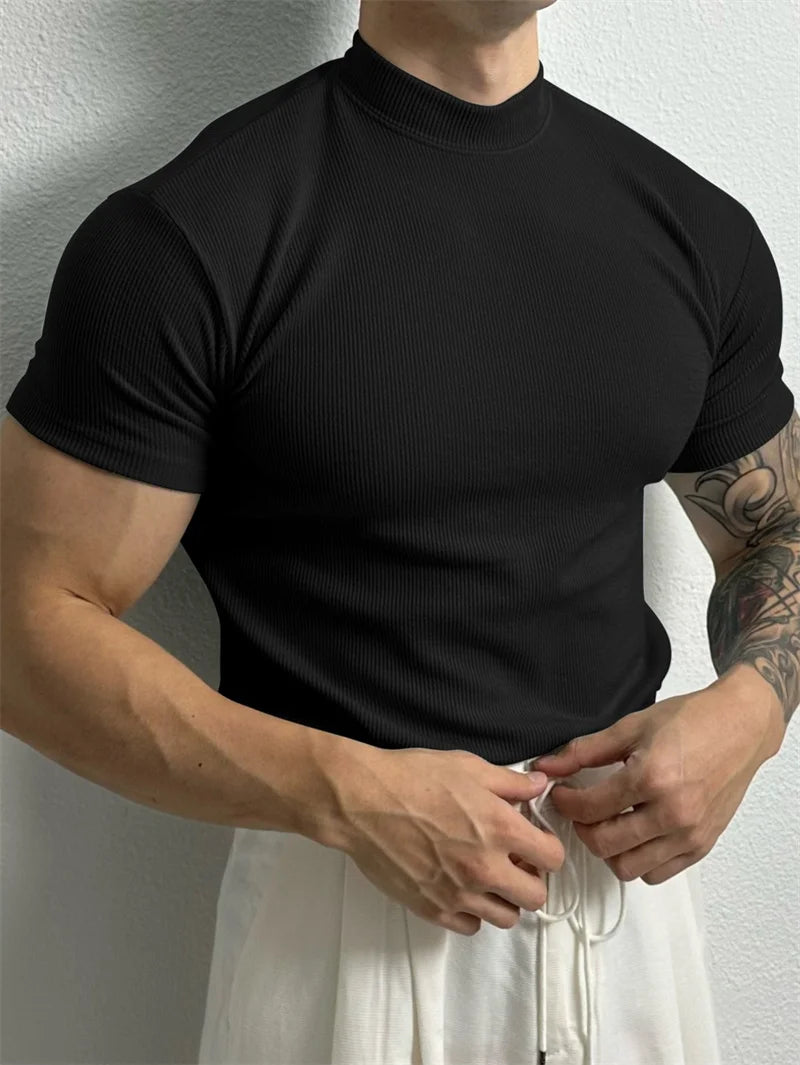 Camiseta Masculina Listrada Gola Pequena Fitness - BOLDMAN