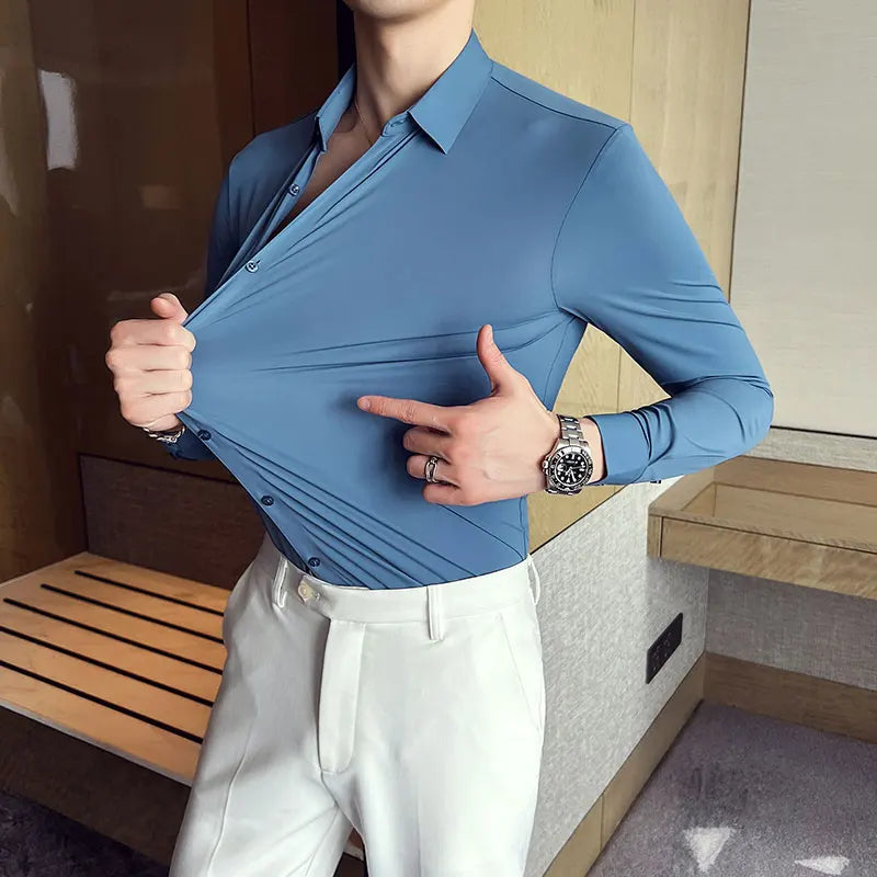 Camisa Masculina Slim Sem Costura – Luxo e Alta Elasticidade - BOLDMAN