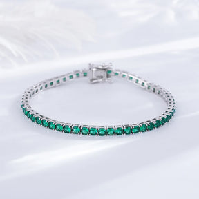Pulseira em Prata 925 e Zircônia Cúbica | Verde Esmeralda 3mm | BOLDMAN