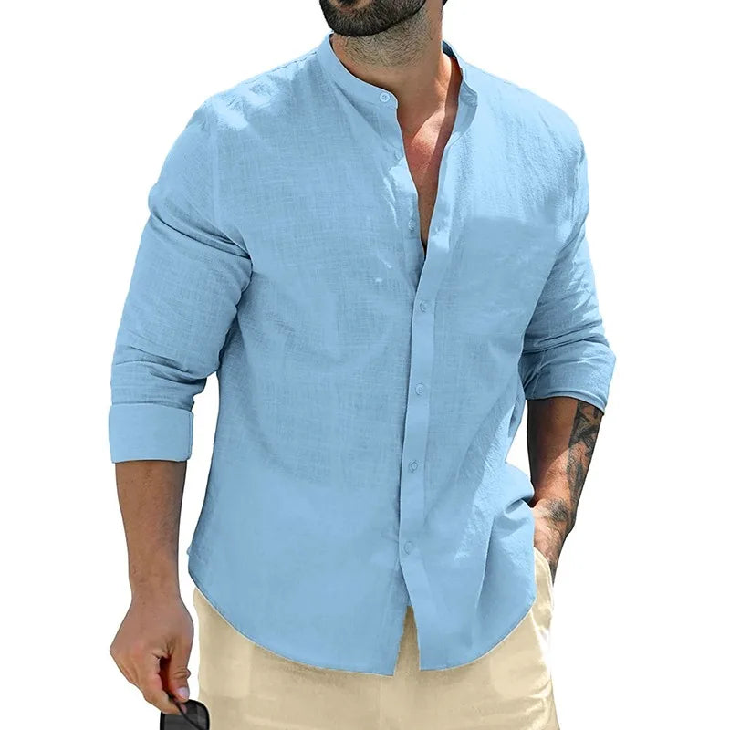 Camisa Masculina de Algodão Manga Longa para Outono – BOLDMAN