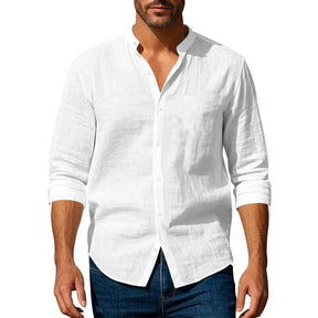 Camisa Henley Masculina Algodão & Linho Slim Fit – BOLDMAN