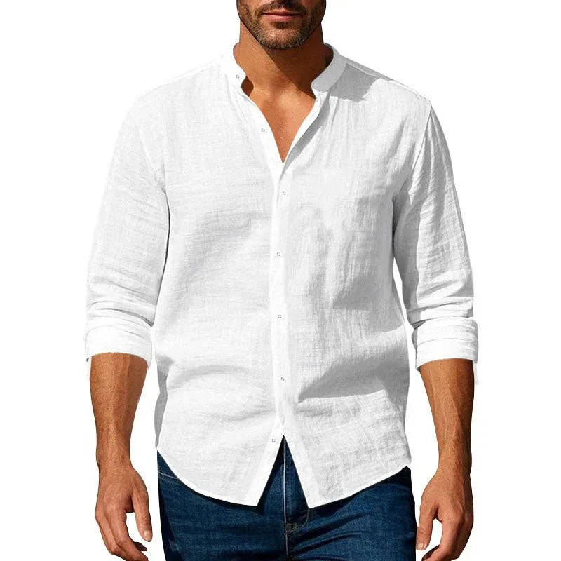 Camisa Henley Masculina Algodão & Linho Slim Fit – BOLDMAN