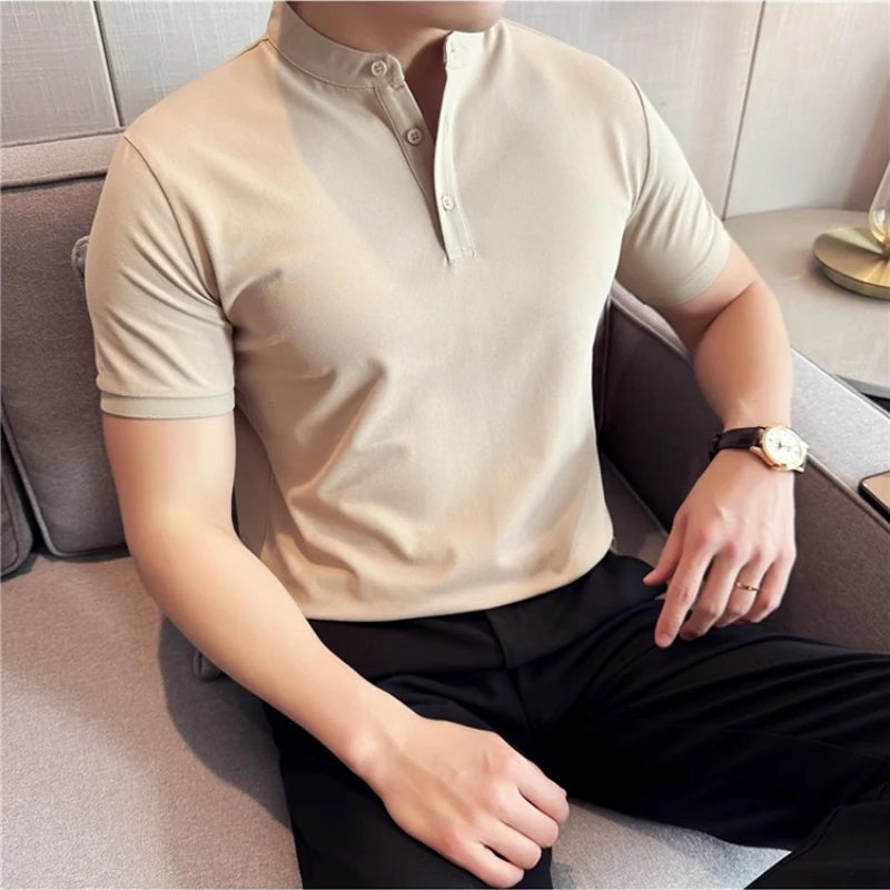 Camiseta Polo Henley Masculina Slim 2025 – BOLDMAN