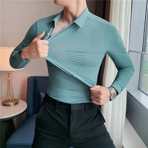 Camisa Masculina Slim Sem Costura – Luxo e Alta Elasticidade - BOLDMAN